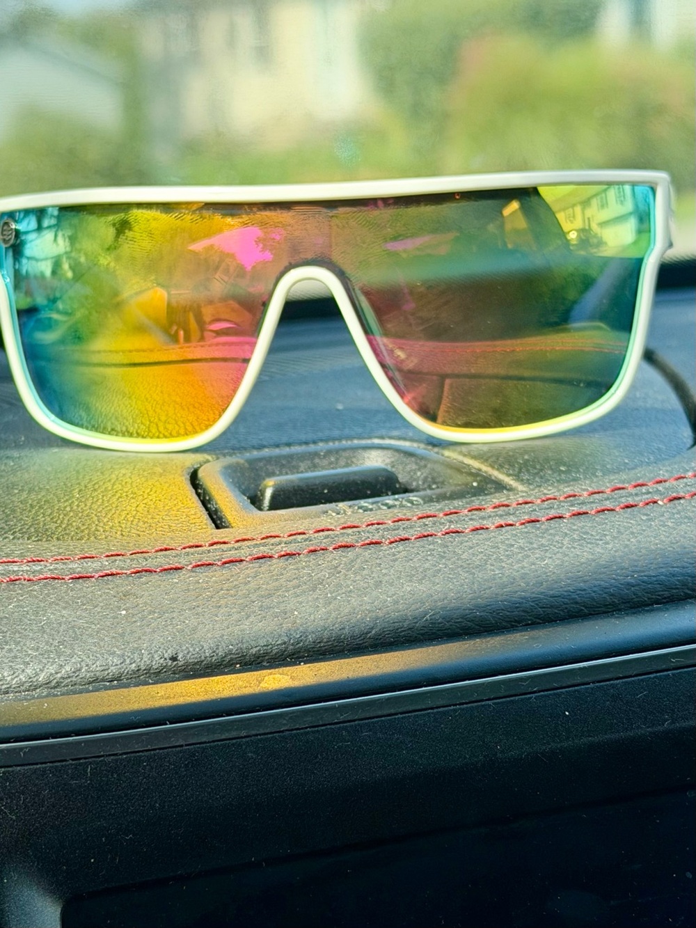 Neven White Frame Mirrored Shield Sunglasses - Men Accessories